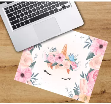 Tapis de souris animé visage de licorne floral - TenStickers
