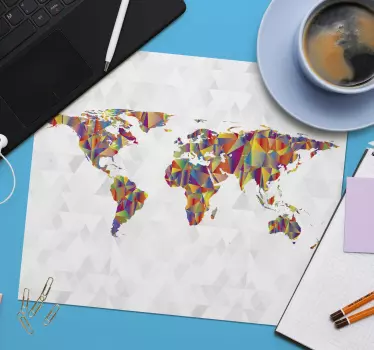 tapis de souris avec carte du monde Géométrique coloré - TenStickers