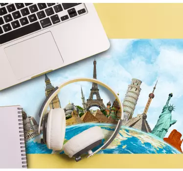 XXL Tapis de souris avec carte du monde monument - TenStickers