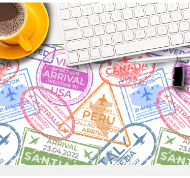 Tapis de souris original motif timbres de voyage - TenStickers