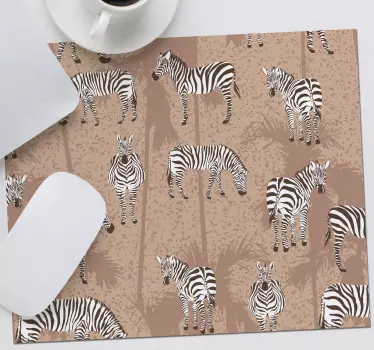 tapis de souris avec motif Zèbre palmier brun - TenStickers