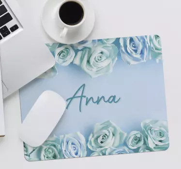 tapis de souris avec nom Cadre de fleur avec nom personnalisé - TenStickers