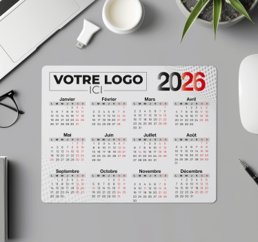 Tapis de souris personnalisable calendrier 2026 logo - TenStickers