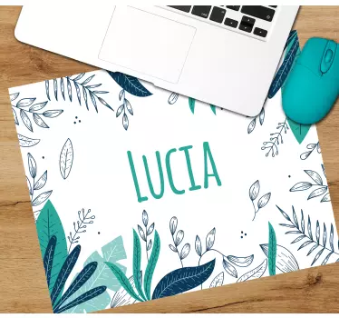 tapis de souris avec nom Feuilles de palmier personnalisées - TenStickers
