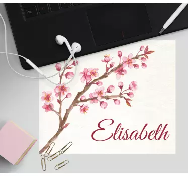tapis de souris avec nom Fleur de cerisier - TenStickers