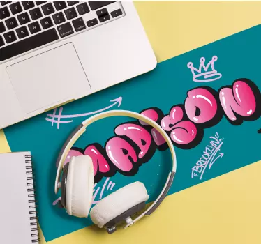 XXL Tapis de souris avec nom Graffiti de lettrage cool rose - TenStickers