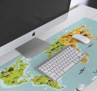 Tapis de souris carte du monde animaux colorés - TenStickers
