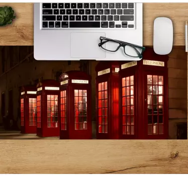 Tapis de souris carte du monde cabines téléphoniques rouges - TenStickers