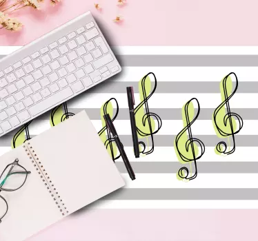 Tapis de souris carte du monde motifs de notes musicales - TenStickers