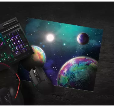 Tapis de souris carte du monde orbes cosmiques colorées - TenStickers