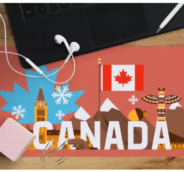 Tapis de souris carte du monde symbolisme canadien - TenStickers
