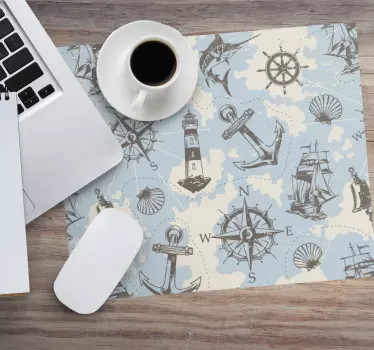 Tapis de souris carte du monde thème aventure nautique - TenStickers