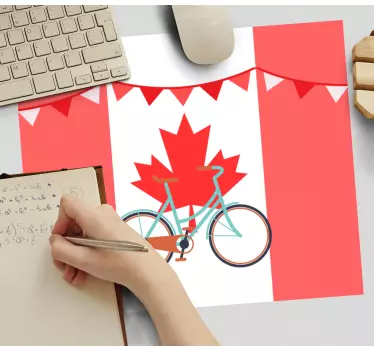 Tapis de souris carte du monde vélo avec feuille d'érable - TenStickers