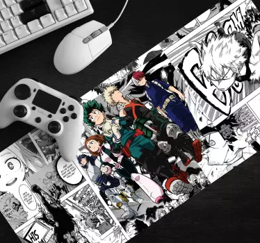 XXL Tapis de souris Personnages de mangas en noir et blanc - TenStickers