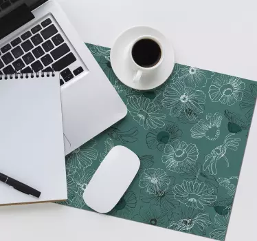 Tapis de souris marguerites sur fond vert - TenStickers