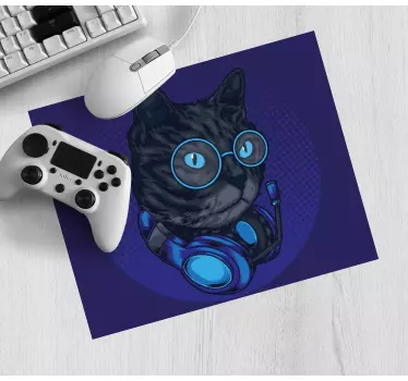 Tapis de souris gamer casque cool cat - TenStickers