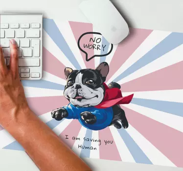 Tapis de souris gamer chien super-héros joueur - TenStickers