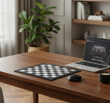 Tapis de souris gamer échiquier en bois noir et blanc - TenStickers
