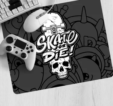Tapis de souris gamer graphique crâne de skateboard - TenStickers