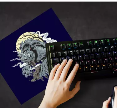 Tapis de souris gamer hurlement de loup féroce - TenStickers