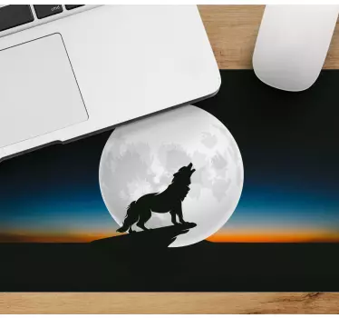 Tapis de souris gamer loup hurlant à la lune - TenStickers