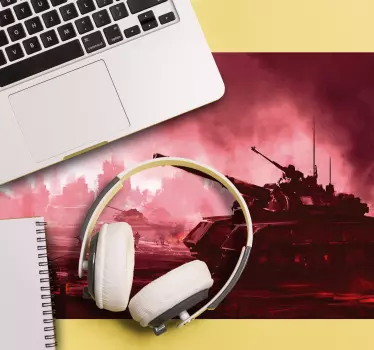 Tapis de souris gamer scène de bataille de tanks - TenStickers