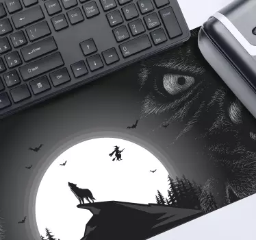 Tapis de souris gamer scène de la lune de loup - TenStickers