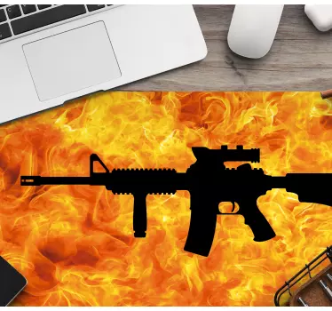 Tapis de souris gamer silhouette de flamme arme - TenStickers