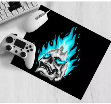 Tapis de souris gamer tête de mort enflammée - TenStickers