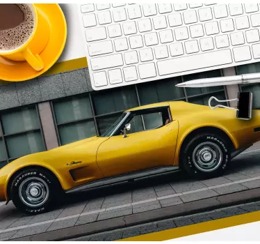 Tapis de souris gamer voiture de sport jaune élégante - TenStickers