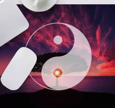 Tapis de souris gamer yin yang coucher de soleil - TenStickers