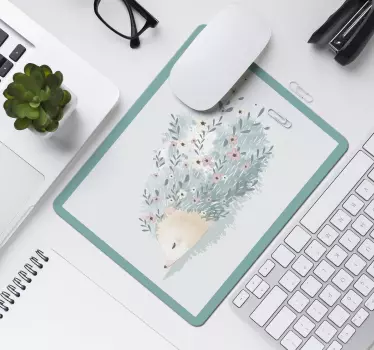 Tapis de souris hérisson avec fleurs - TenStickers
