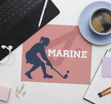 Tapis de souris hockeyeuse et prénom personnalisé - TenStickers