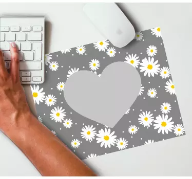 Tapis de souris motif cœur marguerite - TenStickers