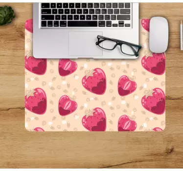 Tapis de souris motif cœurs de fraises mignons - TenStickers