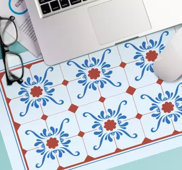 Tapis de souris motif composition de carreaux botaniques - TenStickers