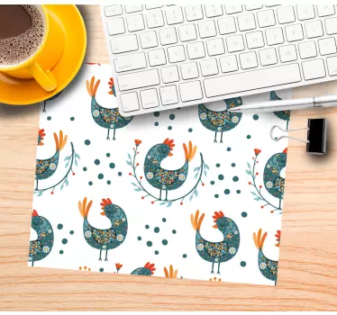 Tapis de souris motif coqs fleuris charmants - TenStickers