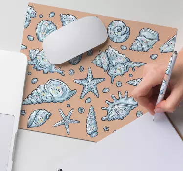 Tapis de souris motif coquillages et étoiles de mer - TenStickers
