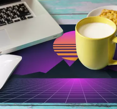 Tapis de souris motif coucher de soleil géométrique rétro - TenStickers