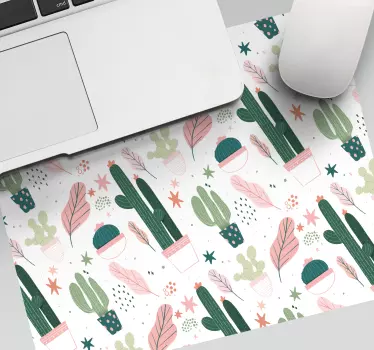 Tapis de souris motif feuilles de cactus - TenStickers