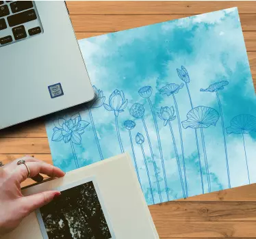 Tapis de souris motif floral bleu - TenStickers