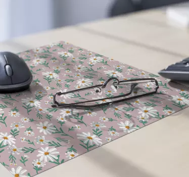 Tapis de souris motif fond floral rose - TenStickers