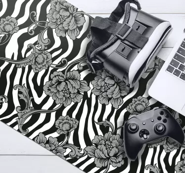 Tapis de souris motif imprimé zèbre floral - TenStickers