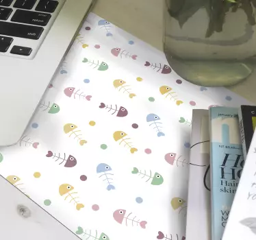 Tapis de souris motif os de poisson colorés - TenStickers