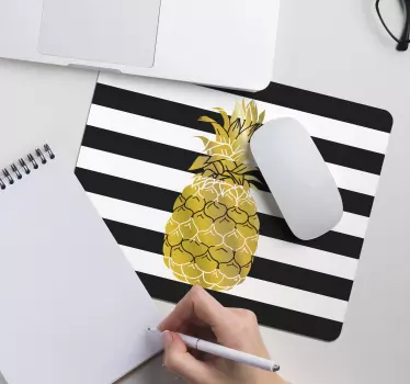 Tapis de souris motif rayures avec ananas - TenStickers