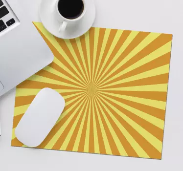Tapis de souris motif rayures jaunes rayonnantes - TenStickers