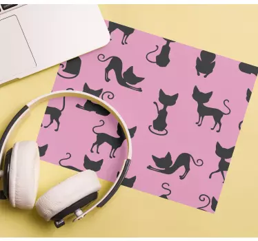 Tapis de souris motif silhouettes de chats ludiques - TenStickers