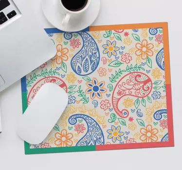 Tapis de souris motif tourbillons floraux colorés - TenStickers