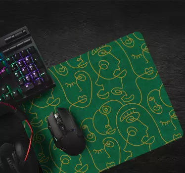 Tapis de souris motif visages en lignes abstraites - TenStickers