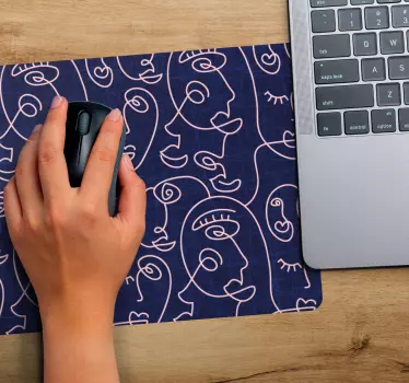 Tapis de souris motif visages en lignes conceptuels - TenStickers